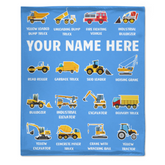 Personalized Construction Truck Baby Blanket Boys Gift